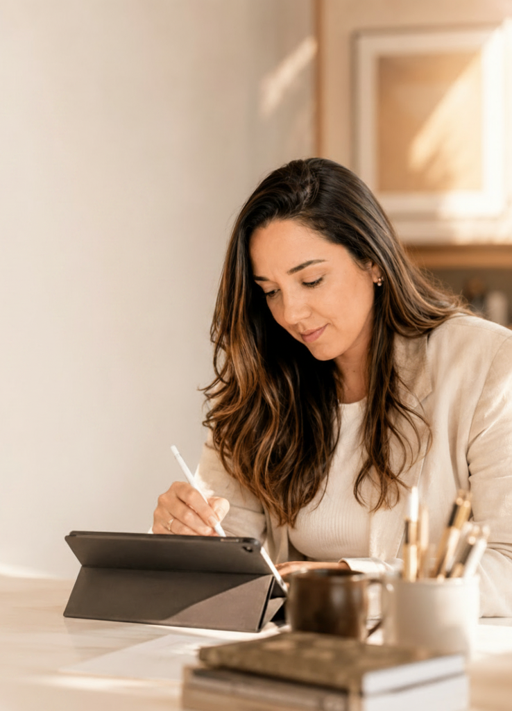 Cynthia Pitangueira em seu escritório